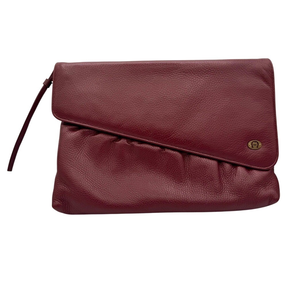 Etienne Aigner Vintage Oxblood Pebbled Leather Envelope Clutch 80s - 90s GVC